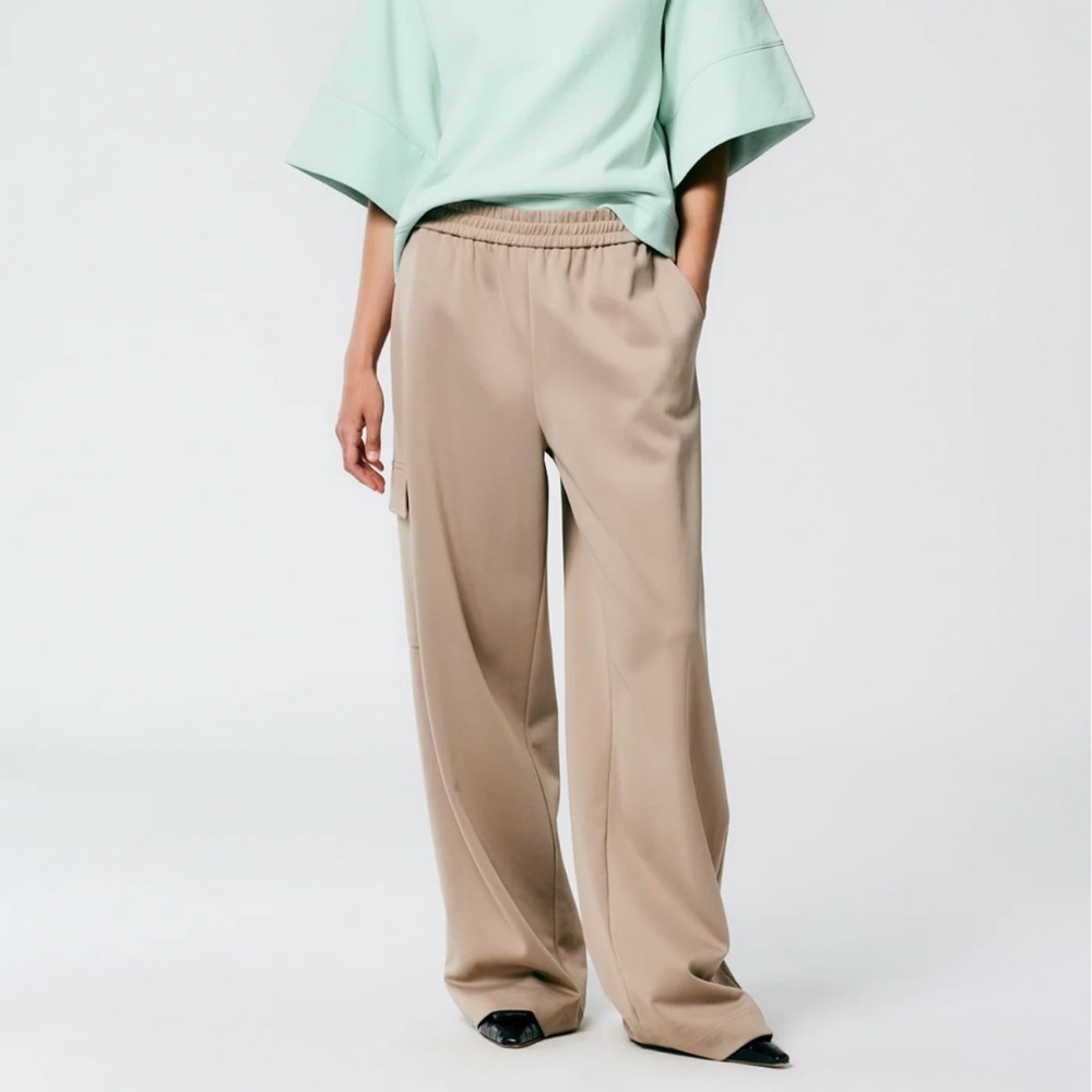 Tibi Active Knit Wide Leg Pull On Pant
